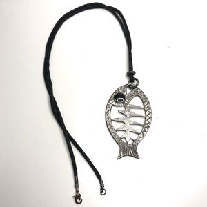 Vintage 90’s Express Skeleton Fish Long Necklace